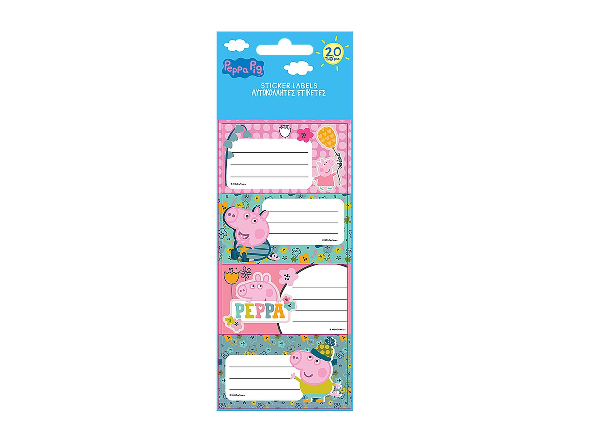 Αυτοκόλλητες Ετικέτες Peppa Pig για Τετράδια & Βιβλία – 20 Τεμάχια