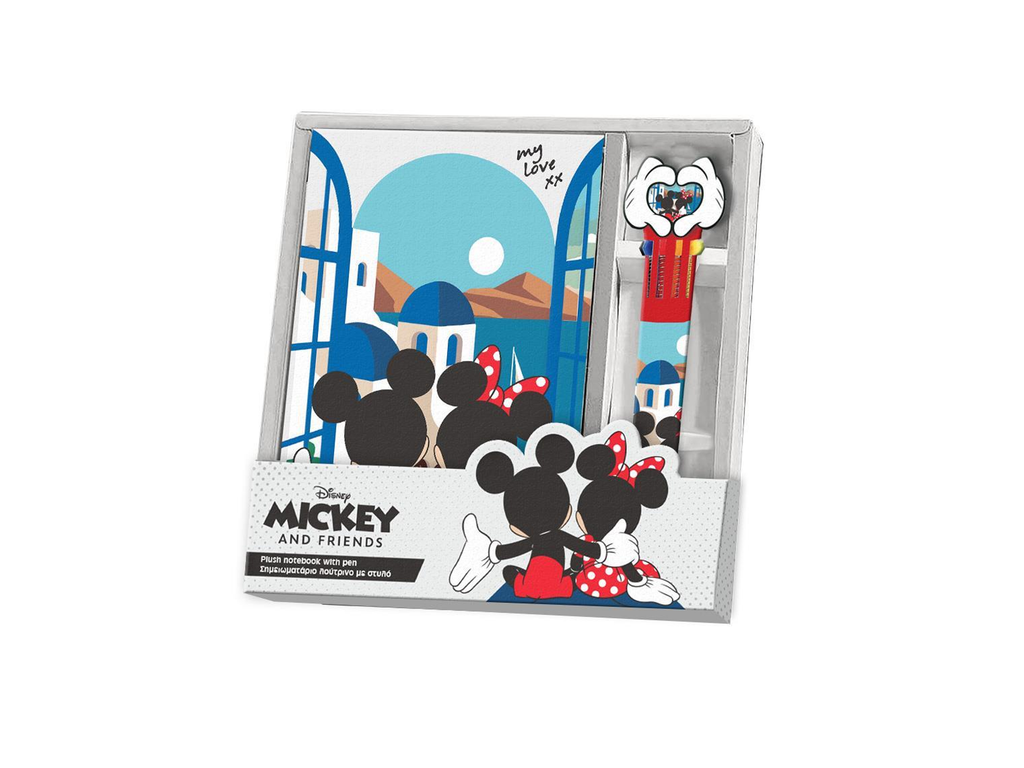 Disney Mickey & Minnie I Fell in Love in Greece – Λούτρινο Σημειωματάριο με Στυλό