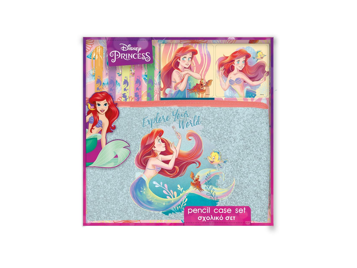 Disney Princess Ariel – Σχολικό Σετ 7 Τεμαχίων σε PVC Τσαντάκι