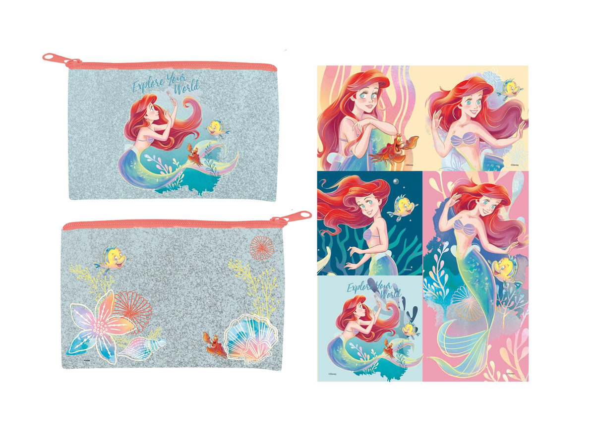 Disney Princess Ariel – Σχολικό Σετ 7 Τεμαχίων σε PVC Τσαντάκι