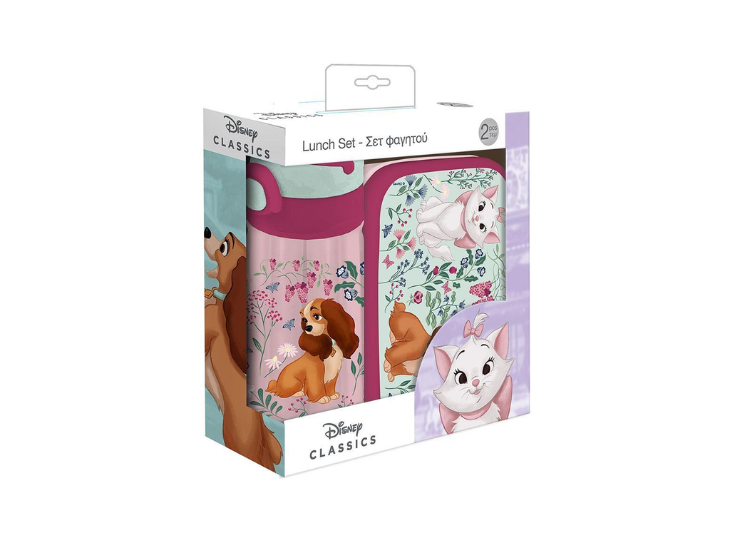 Disney Classics Lady & Marie – Σετ Φαγητού με Φαγητοδοχείο 800ml & Παγούρι 500ml