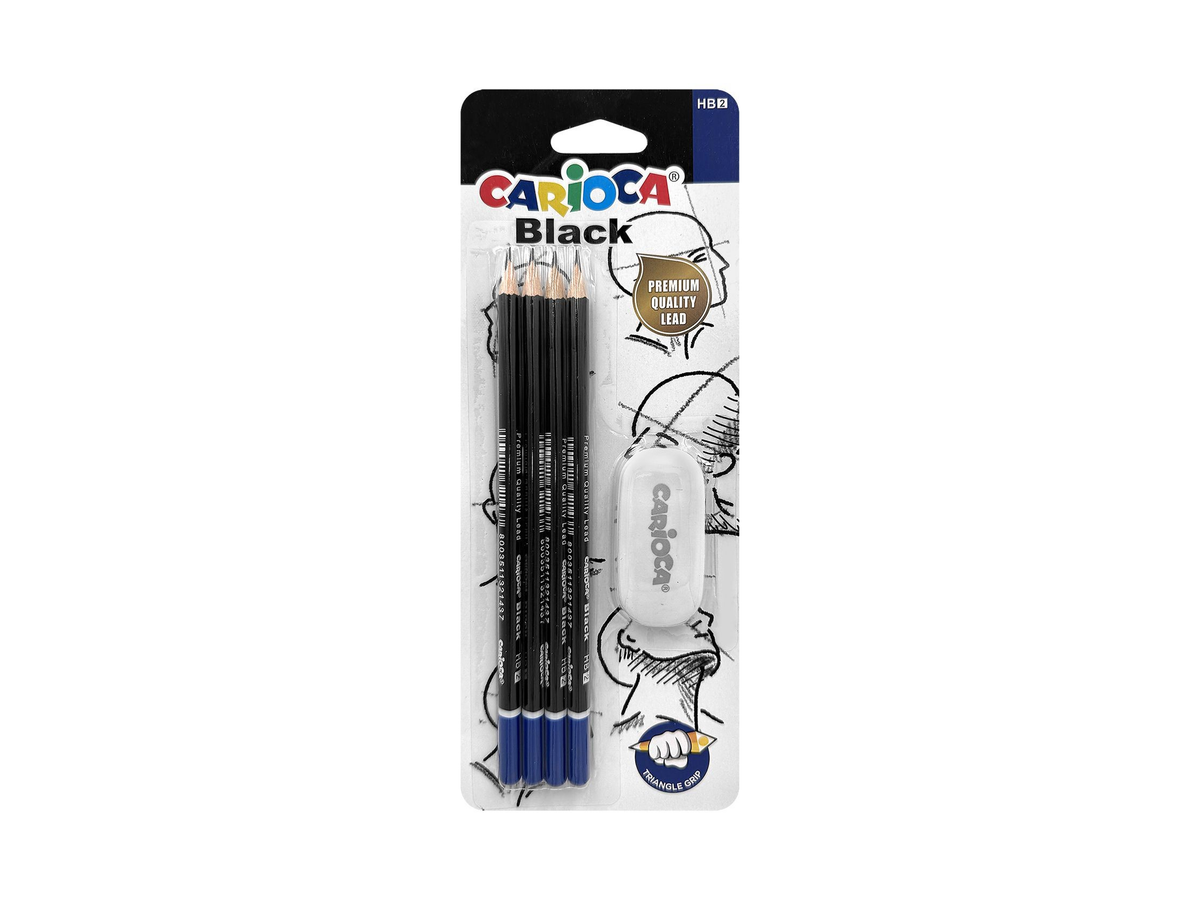 Σετ Carioca Black 4 Μολύβια HB2 & 1 Γόμα