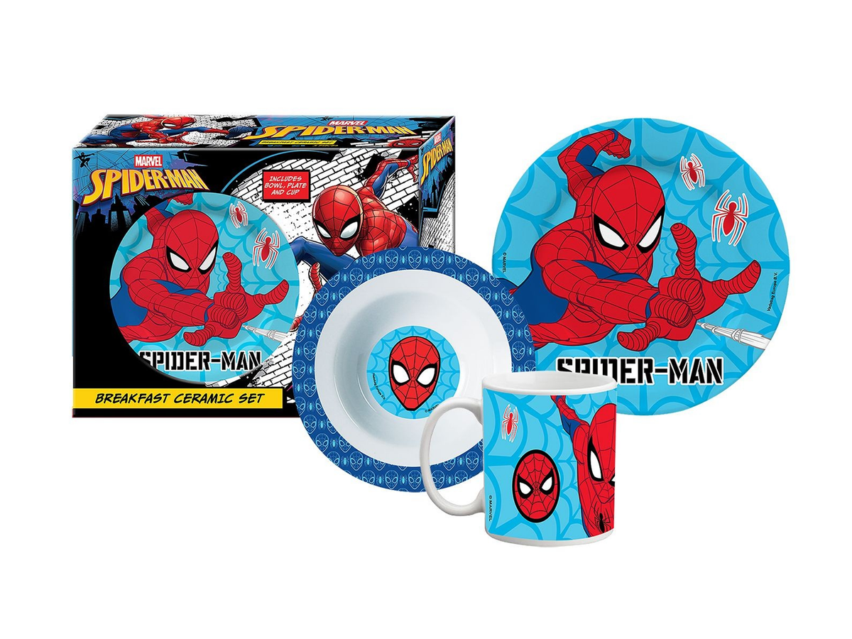 Κεραμικό Σετ Φαγητού Spider-Man 3 Τεμαχίων – Πιάτο, Μπολ & Κούπα