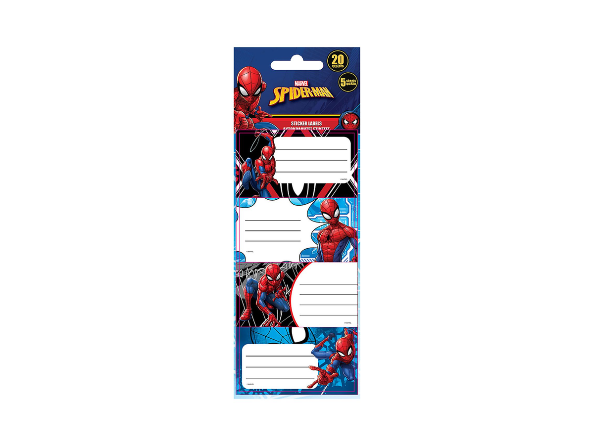 Σχολικές Ετικέτες Marvel Spider-Man – 20 Τεμάχια / 5 Φύλλα
